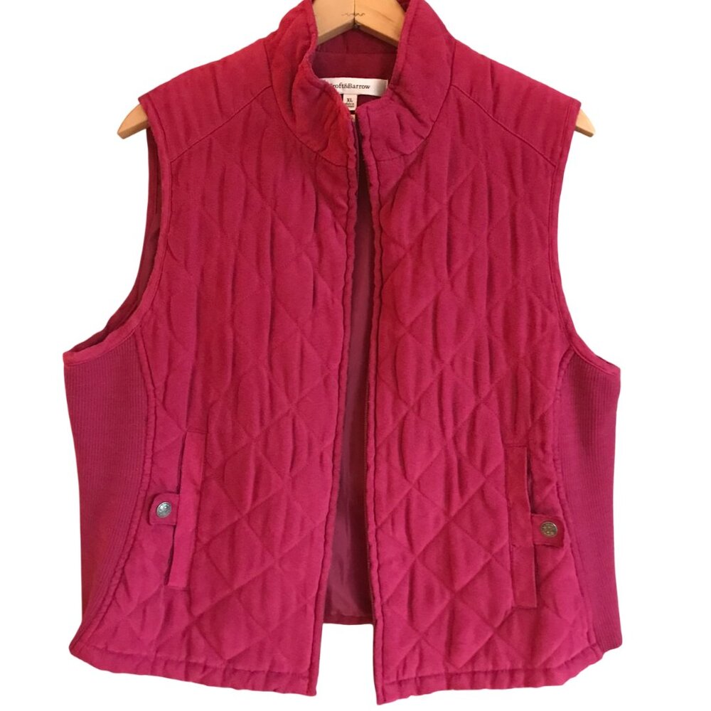 Croft & Barrow Quilted Sleeveless Vest Fully Lined Dark Pink Size XL